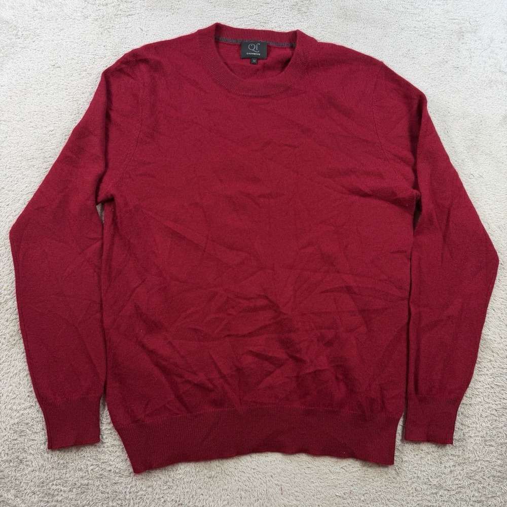 Qi Sweater Mens Medium Red 100% Cashmere Crewneck Pullover Soft Lightweight